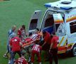 Scene uluitoare la Sepsi - FCU, primul meci al zilei din Superligă! Aproape să leșine de durere, fotbalistul n-a putut fi urcat în ambulanță dintr-un motiv incredibil