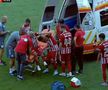 Scene uluitoare la Sepsi - FCU, primul meci al zilei din Superligă! Aproape să leșine de durere, fotbalistul n-a putut fi urcat în ambulanță dintr-un motiv incredibil