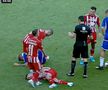 Scene uluitoare la Sepsi - FCU, primul meci al zilei din Superligă! Aproape să leșine de durere, fotbalistul n-a putut fi urcat în ambulanță dintr-un motiv incredibil