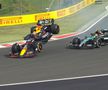 Incidentul dintre Max Verstappen și Lewis Hamilton din MP al Ungariei. Foto: Captură AO Vivo