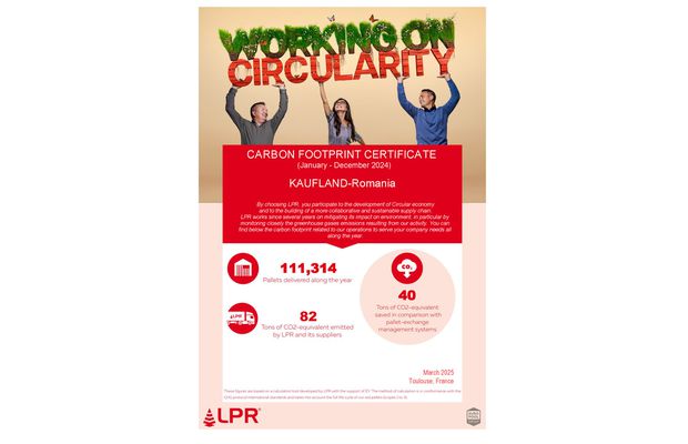 Kaufland își reduce amprenta de carbon pentru al 5-lea an consecutiv, prin reutilizarea lădițelor Euro Pool System și a paleților roșii LPR – La Palette Rouge