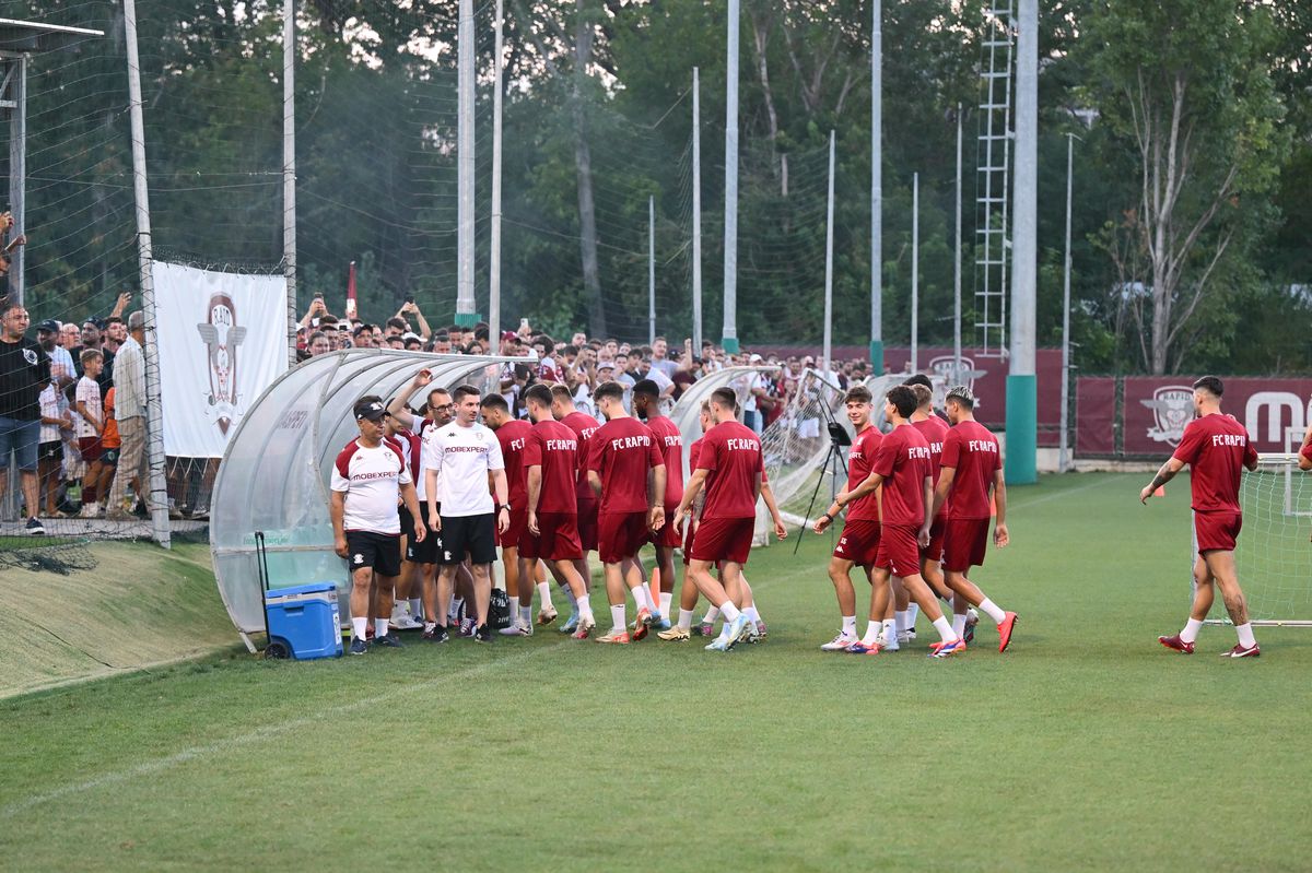 Nebunie la primul antrenament al lui Șumudică la Rapid! Sute de suporteri l-au întâmpinat » Primele imagini