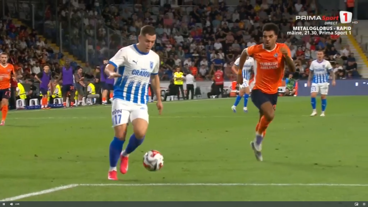 Fază-școală din aut! Așa a marcat Craiova golul 2 cu Basaksehir, în play-off-ul de Conference League