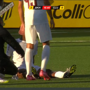 Tidiane Keita s-a accidentat în Hacken - CFR Cluj. FOTO: captură Prima Sport