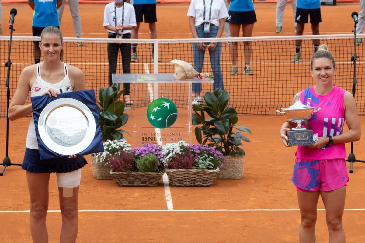 Simona Halep - Karolina Pliskova 6-0, 2-1. VIDEO + FOTO Halep cucerește titlul de la Roma, profitând de abandonul adversarei