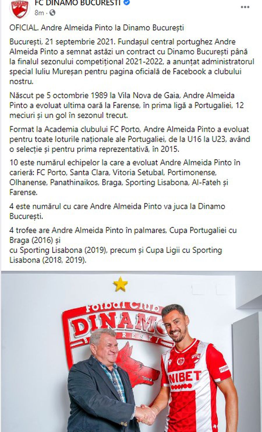 Fotbalistul a semnat cu Dinamo! Mureșan anunță: „Chiar acum sunt cu el la club”