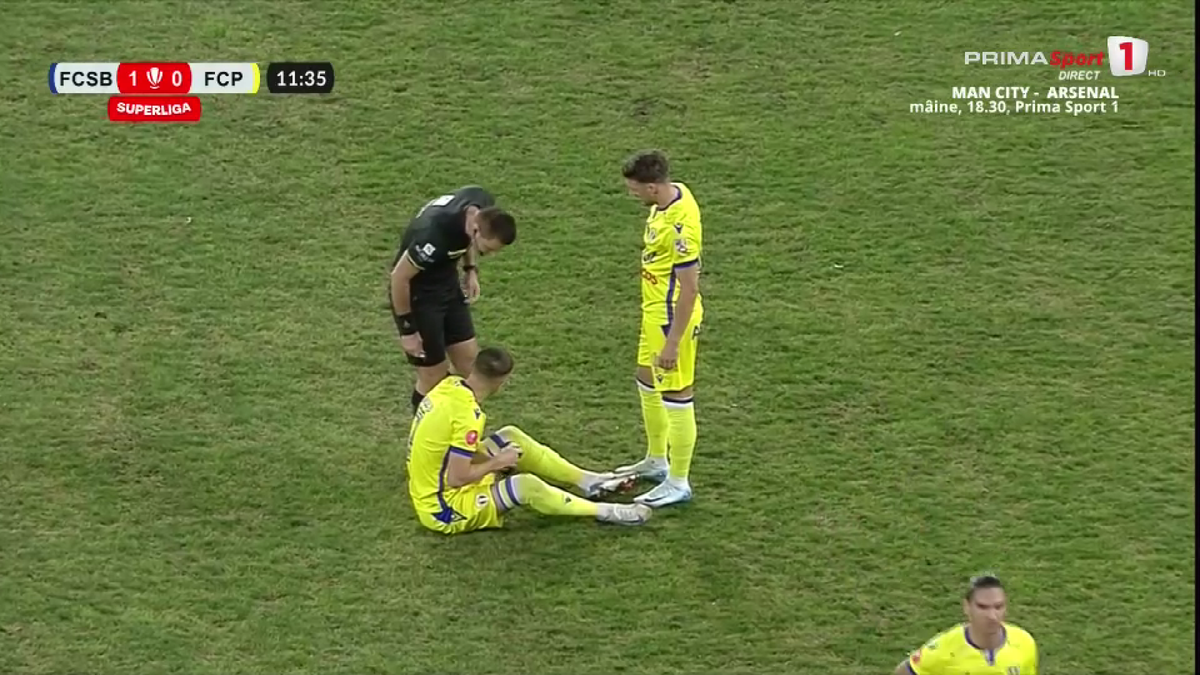 Două accidentări în 14 minute în FCSB - Petrolul! » Și-au pierdut cel mai bun om în startul meciului
