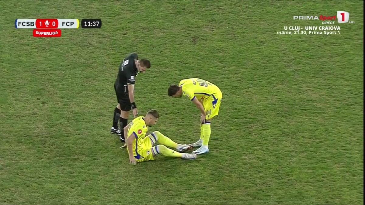 Două accidentări în 14 minute în FCSB - Petrolul! » Și-au pierdut cel mai bun om în startul meciului