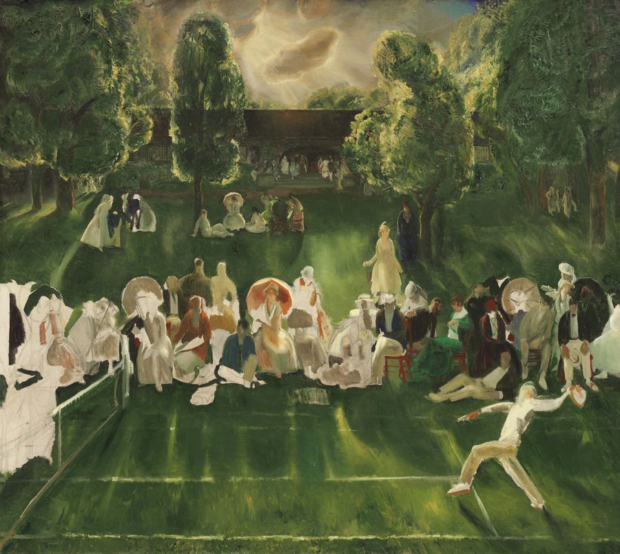 „Tennis Tournament”- George Bellows (1920). Foto: Imago Images. Povestea pictorului George Bellows, artist pe teren la baschet și baseball, pe pânză la tenis și box: „Nu știu nimic despre box. Pictez doi bărbați care încearcă să se omoare unul pe celălalt”