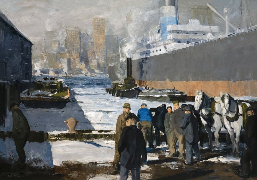 „Men of the Docks” - George Bellows (1912). Foto: Imago Images Povestea pictorului George Bellows, artist pe teren la baschet și baseball, pe pânză la tenis și box: „Nu știu nimic despre box. Pictez doi bărbați care încearcă să se omoare unul pe celălalt”