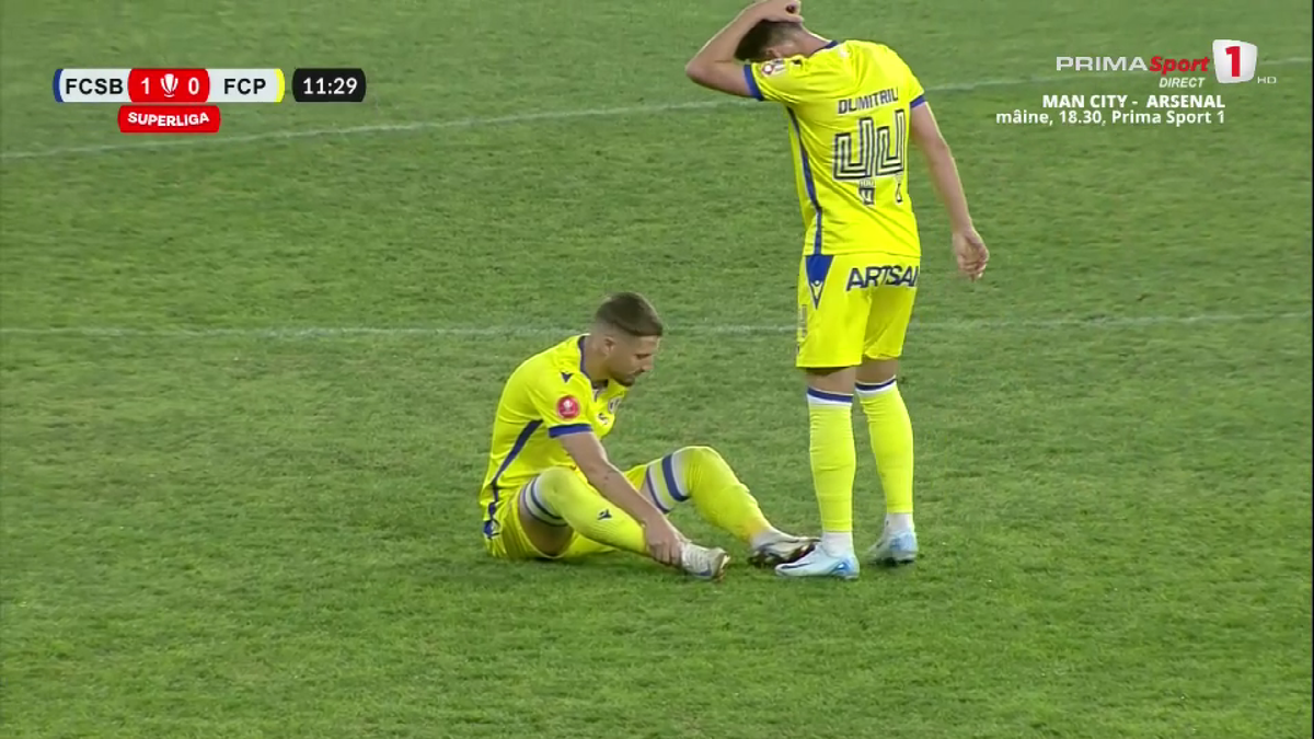 Două accidentări în 14 minute în FCSB - Petrolul! » Și-au pierdut cel mai bun om în startul meciului