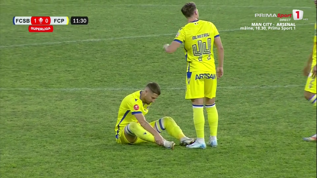 Două accidentări în 14 minute în FCSB - Petrolul! » Și-au pierdut cel mai bun om în startul meciului