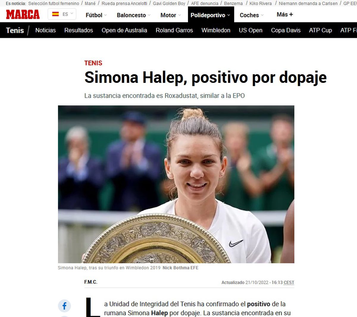 Site-urile ziarelor de sport din întreaga lume o pun pe Simona Halep pe prima pagină