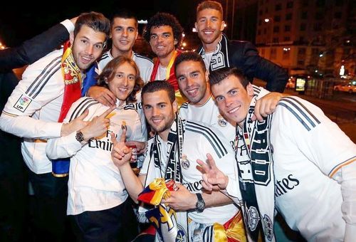 Jesús Fernandez (stânga), la Real, alături de mondialiștii Morata, Pepe, Carvajal, Modric și Bale