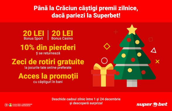 Superbet te răsfață cu bonusuri zilnice! Consultă calendarul și deschide sacul lui Moș Crăciun în fiecare dimineață, ca să vezi ce premiu ai câștigat!