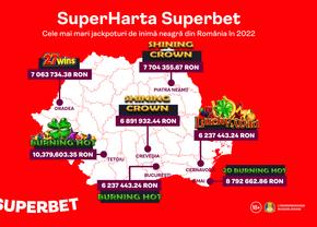 Harta SuperJackpoturilor de Inimă Neagră din România! Superbet le-a dat pe toate în 2022