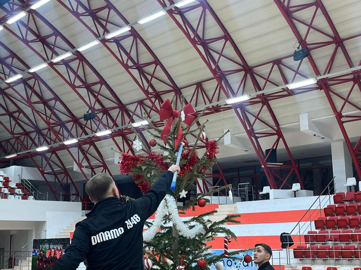 Gafă de față cu Moșul :) » Dinamoviștii au pus steaua-n brad, apoi și-au dat seama de eroare