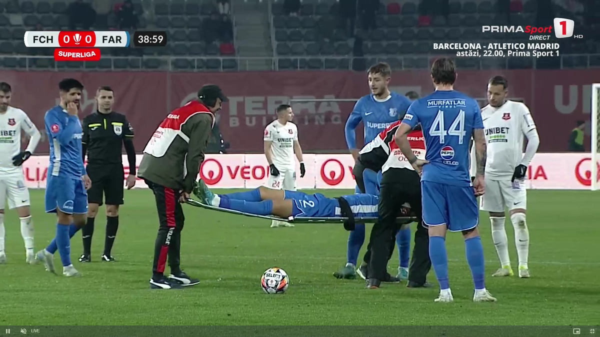 Ionuț Cercel a suferit o accidentare gravă în meciul Hermannstadt - Farul