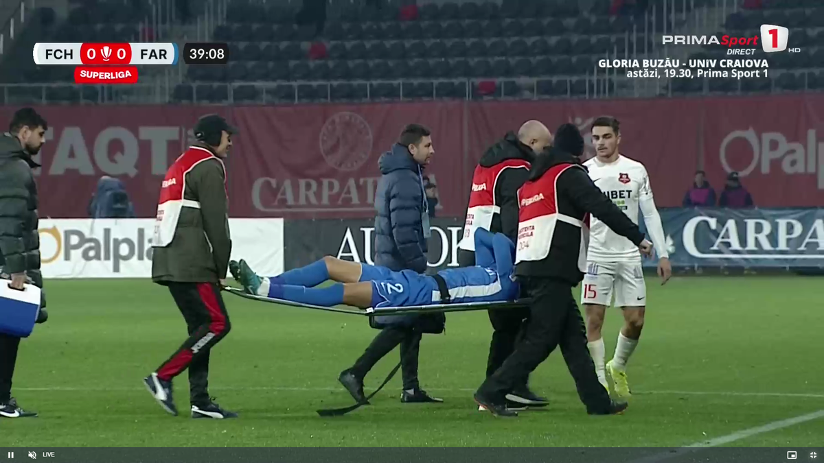 Ionuț Cercel a suferit o accidentare gravă în meciul Hermannstadt - Farul