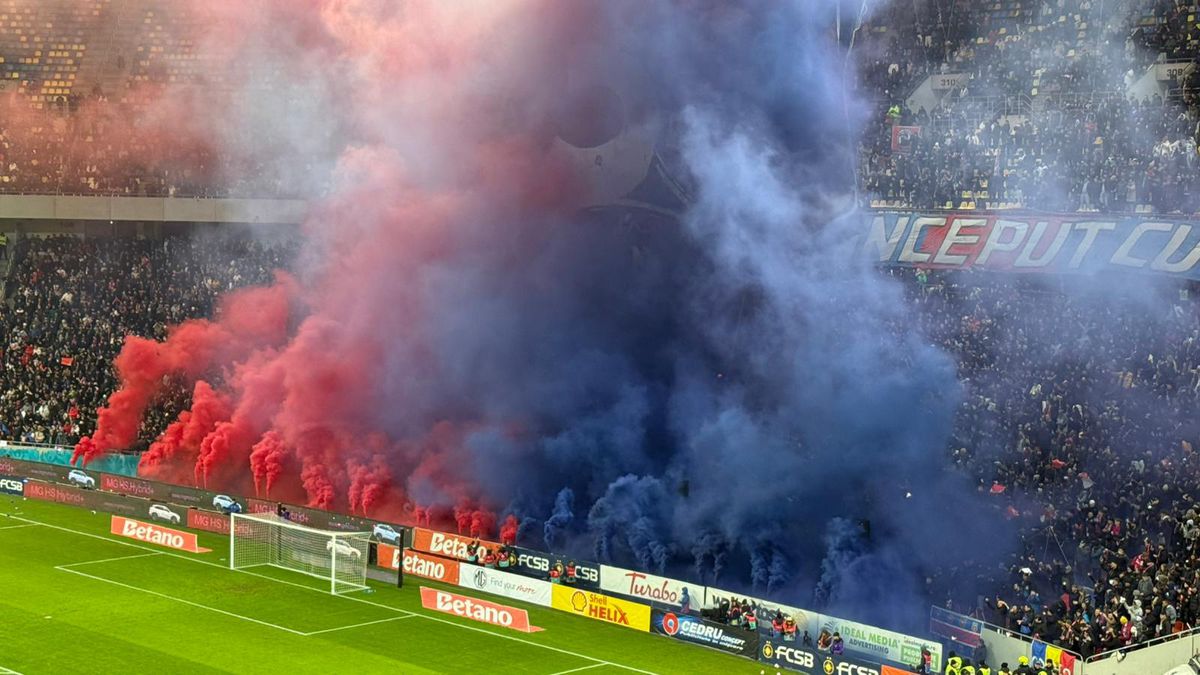 Atmosfera la FCSB - Rapid + Scenografia celor din Peluza Nord a roș-albaștrilor