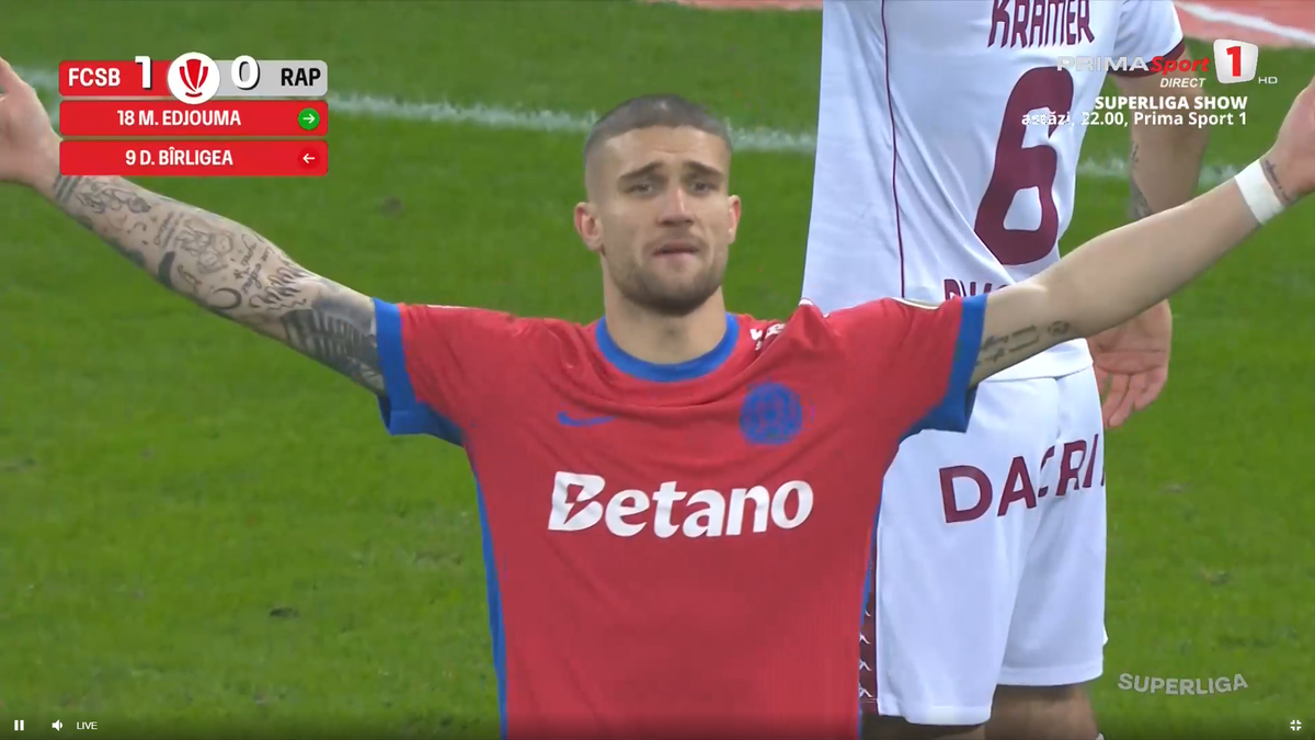 Daniel Bîrligea, furios după ce a fost schimbat în FCSB - Rapid