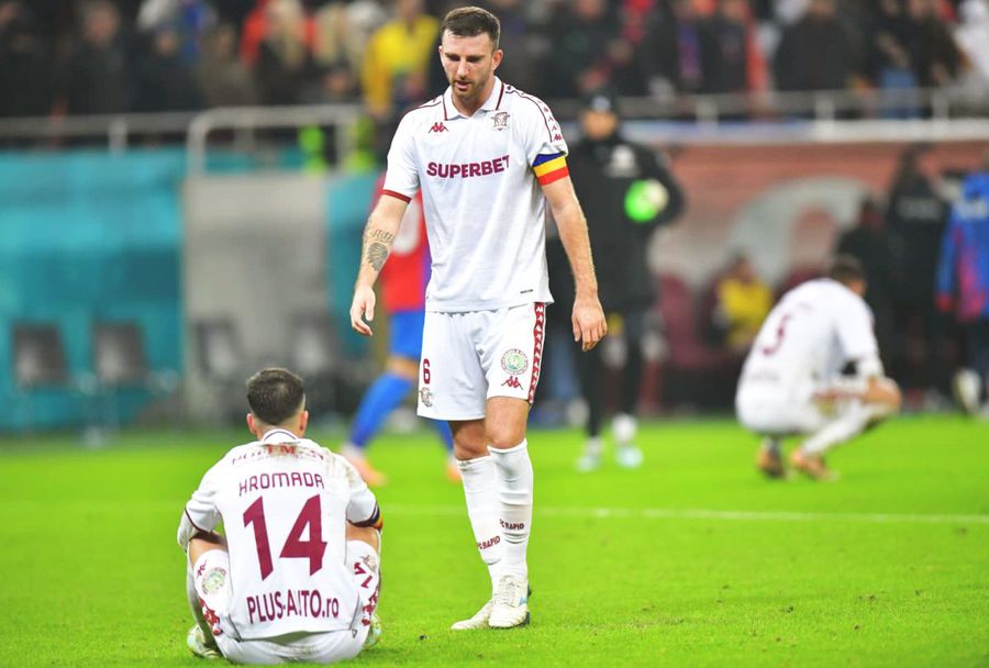 Hromada și Kramer, dezamăgiți după eșecul cu FCSB/ FOTO Cristi Preda (GSP) Rapid și-a pierdut omul de bază pentru cel puțin 5 meciuri: „Problema e la genunchi”