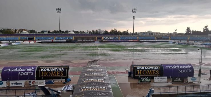 Pafos - APOEL, amânat din cauza inundațiilor/ foto: @kerkida.net