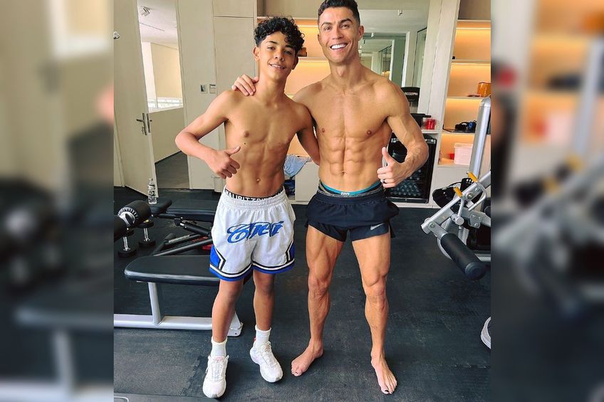 Cristiano Ronaldo, cu fiul cel mare în sala de forță // foto: Instagram @ Cristiano