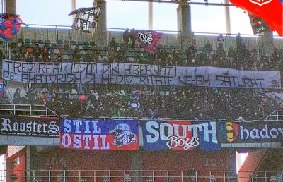 Mesajul afișat azi de Peluza Sud Steaua în Ghencea, la nici 48 de ore de la performanța istorică reușită de FCSB