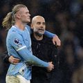 Pep Guardiola, în culmea fericirii, se bucură împreună cu Erling Haaland / Foto: Imago