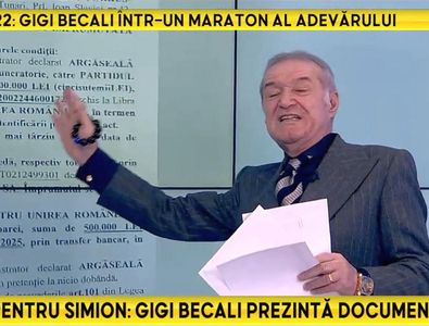 Gigi Becali a arătat la TV cum s-a folosit de FCSB pentru a împrumuta partidul!