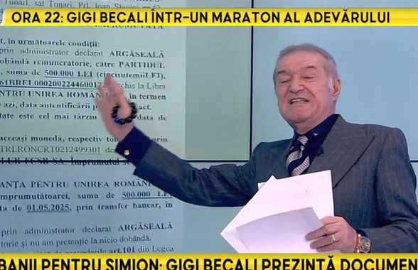 Gigi Becali a arătat la TV cum s-a folosit de FCSB pentru a împrumuta partidul! » Argăseală a semnat actele