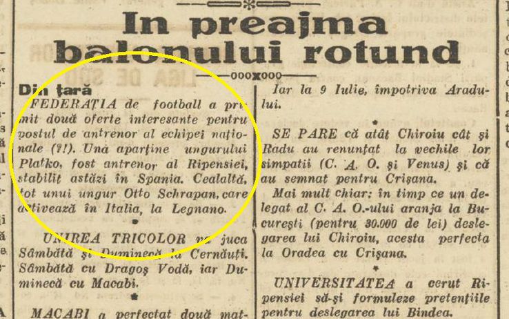 În 1933, Krappan și-a oferit serviciile naționalei României