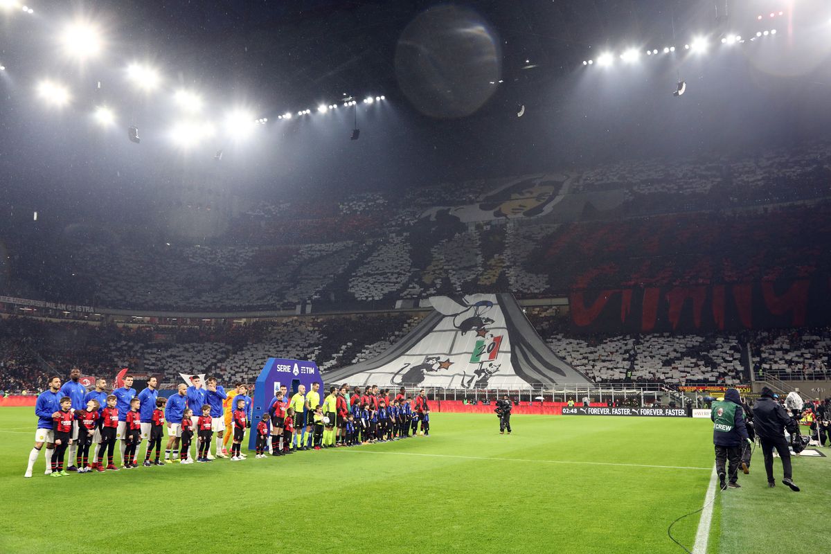 Scenografii impresionante în AC Milan - Inter » Cum s-au ironizat cele două galerii