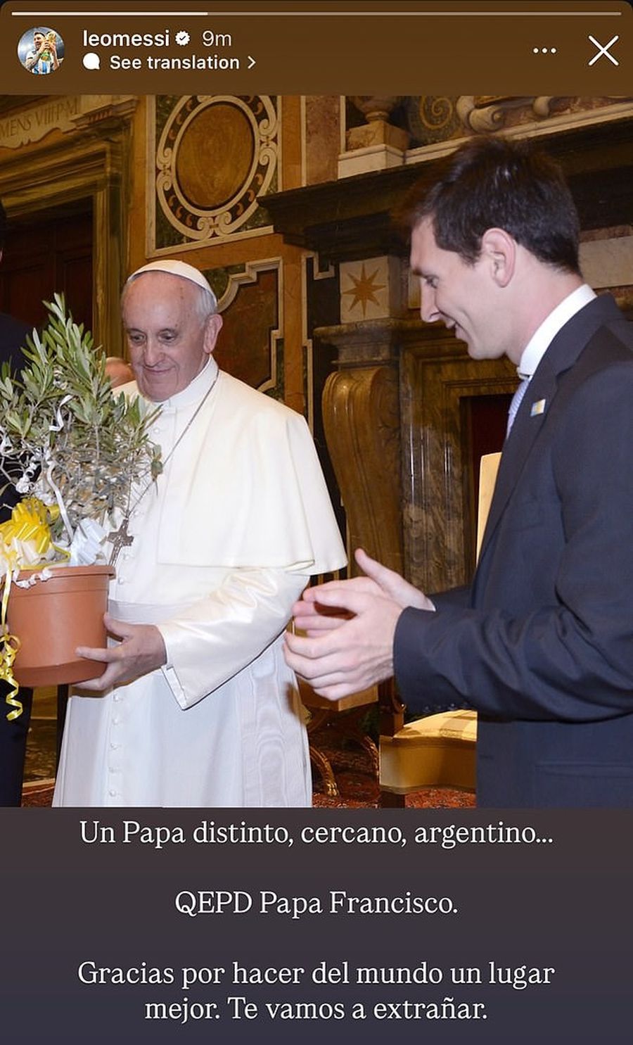 Lionel Messi îl omagiază pe Papa Francisc: „Mulțumesc pentru că ai făcut lumea mai bună”