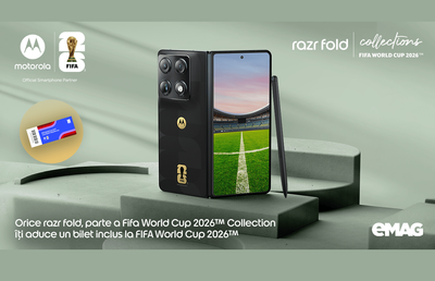 Motorola deschide precomenzile pentru razr fold, parte a FIFA World Cup 2026 Collection, disponibil în exclusivitate pe eMAG, cu acces garantat la un meci FIFA World Cup 2026