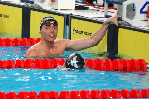 David Popovici la finalul cursei de 50 m liber  FOTO Roxana Fleșeru