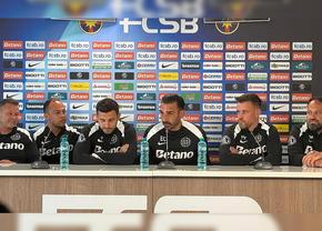FCSB, conferință în 6 » Elias Charalambous, „flancat” de colegii din staff: „Noi suntem mai de la țară, el e «calitate»”