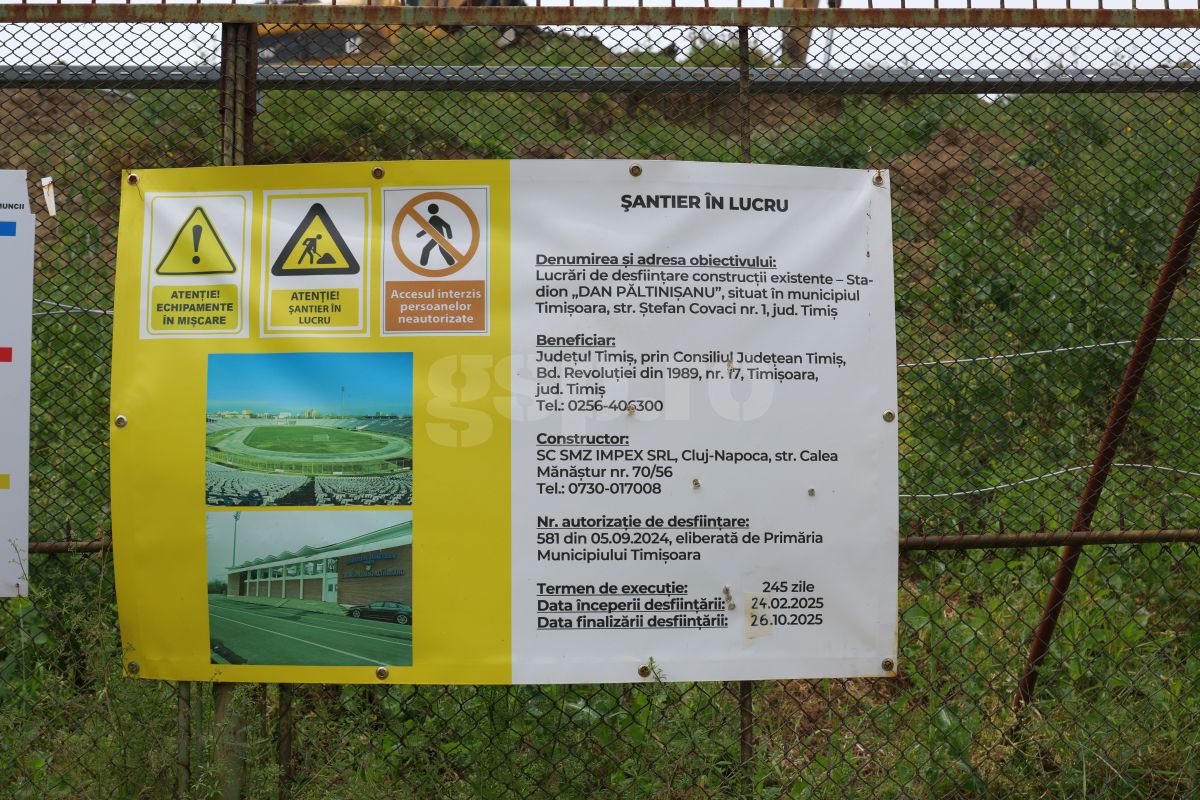 Vizită GSP pe șantierul de pe „Dan Păltinișanu” » Printre ruinele de pe „Monumentalul” violet: așa arată azi arena lui Poli Timișoara