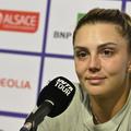 Jaqueline Cristian, la conferința de presă, după calificarea în semifinale la Strasbourg/Foto: Imago Images