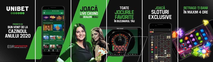 Aplicațiile Unibet pentru pariuri sportive și jocuri de cazino, disponibile în Magazin Play