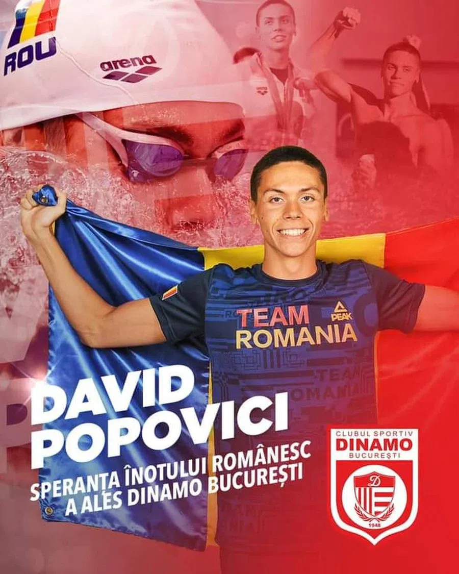 Imaginea prin care CS Dinamo a oficializat aducerea lui Popovici de la marea rivală Suporterii Stelei iau la întrebări conducerea clubului în cazul David Popovici: „Pare că nimeni nu își dă interesul”