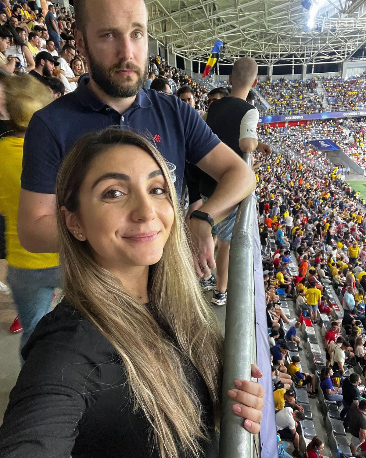 Jurnalista Beatrice Ghiciov, pe stadion la România U21 - Spania U21