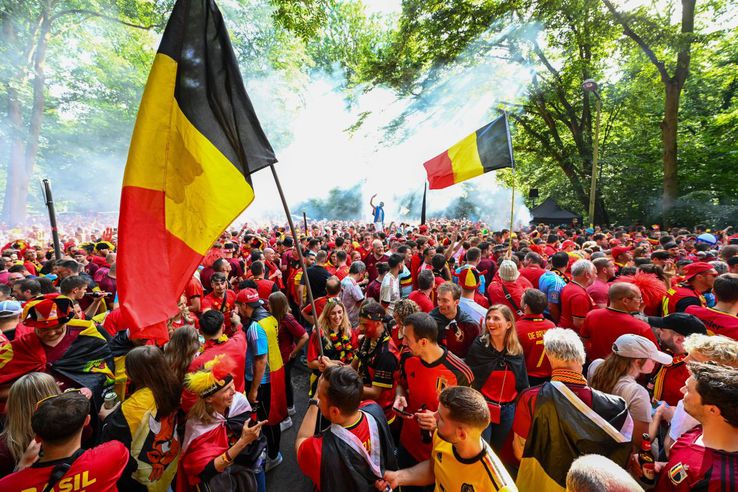 Suporterii belgieni înainte de meci / Sursă foto: Imago Images