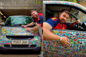 Superstar social media, idee năstrușnică: a umplut o mașină cu abțibilduri Panini! Cât l-a costat și cât a durat colantarea