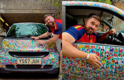 Superstar social media, idee năstrușnică: a umplut o mașină cu abțibilduri Panini! Cât l-a costat și cât a durat colantarea