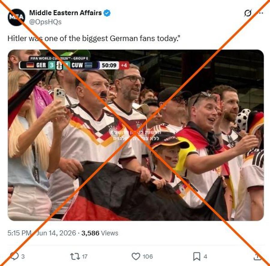 Imaginea falsă cu suporterul german Comentariul TV clonat, femei frumoase inexistente și „Hitler” din tribuna Germaniei: AI-ul stăpânește Mondialul într-un fel sinistru! Cum a fost trucat comentariul TV: „Cine e negresa asta?”