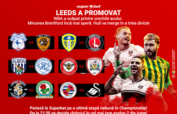 WBA trebuie s-o învingă pe QPR pentru a promova direct. Brentford speră ca Albionul să piardă, iar Fulham așteaptă gafele ambelor!