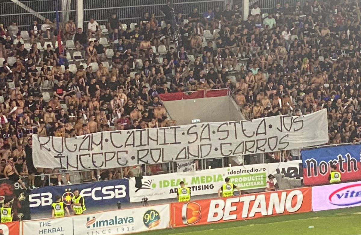 Cele mai tari mesaje afișate în tribune la derby-ul FCSB - Dinamo: „Începe Roland Garros!”  vs „Drama suporterului stelist”