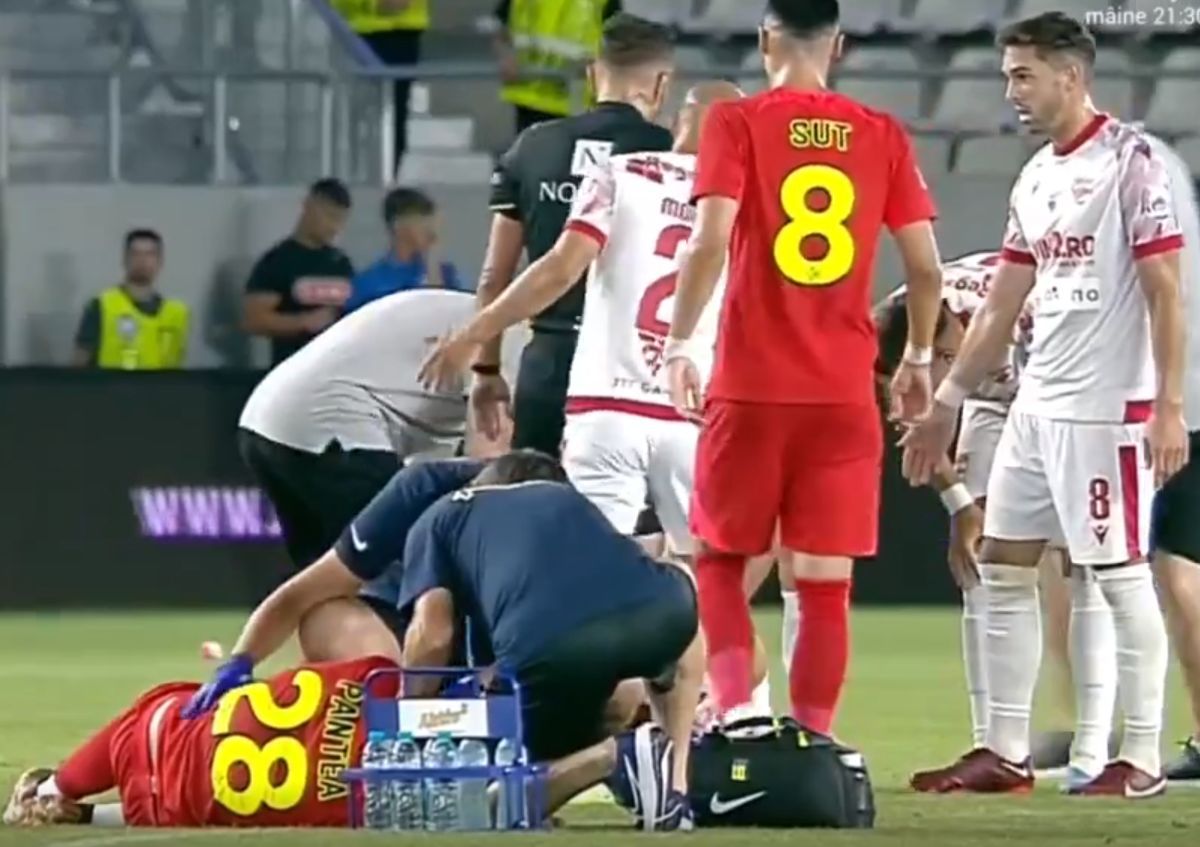 Sperietură în minutul 17 al derby-ului de pe „Arcul de Triumf” » Echipele medicale, în alertă din cauza ciocnirii Pantea - Bani